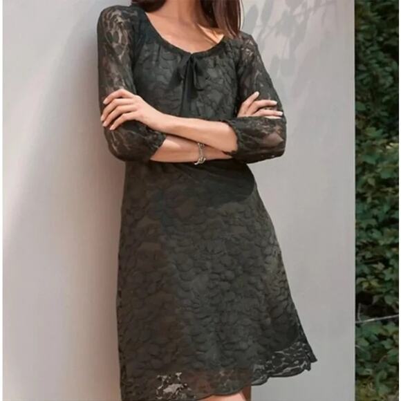 Garnet Hill Boheme Easy Lace Dress Green Size 16 - Picture 1 of 11